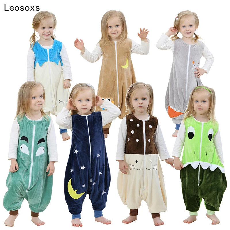 Сезон весна осень Спальный мешок с длинными рукавами Фланелевая зимняя Пижама