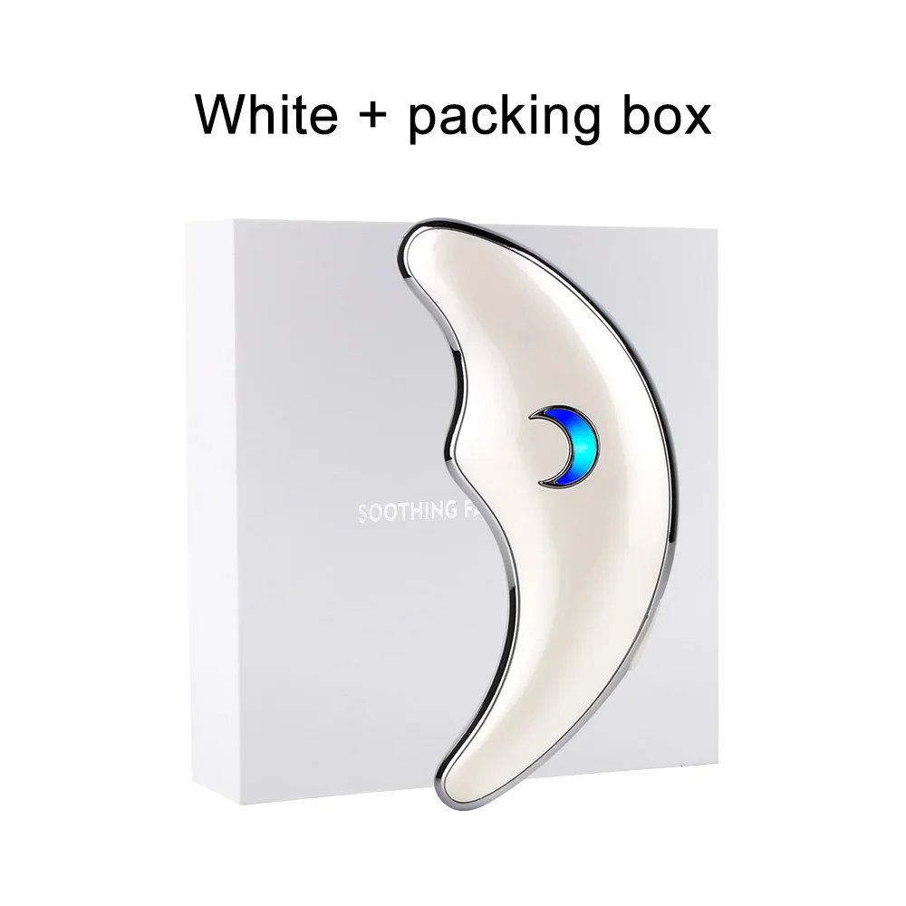white with box Массажная машина Guasha для лица и шеи, устройство для удаления морщин, массажер для похудения, Электрический массажер для кожи, инструмент для выскабливания - Цвет: white with box