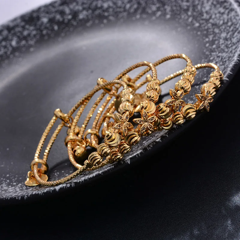 24K 4 шт этническое Золотое браслет для девочек/малышей/детей Шарм из Гипсофилы