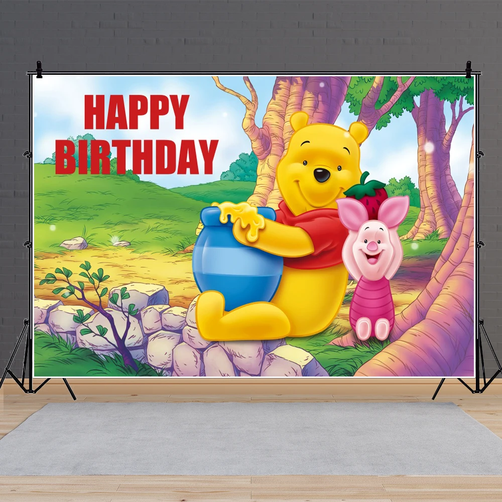 Виниловый фон для вечерние съемки с изображением Винни-Пуха | Дом и сад