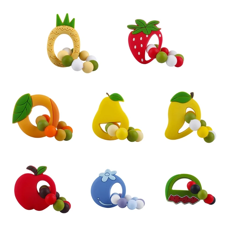 

Baby Fruit Silicone Teether Beads Bracelet BPA Free Teething Toys Chewing Nursing Soother Molar Shower Gifts