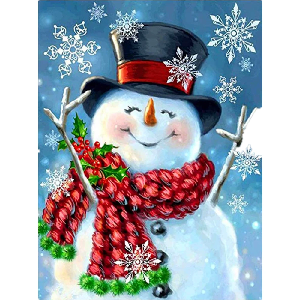 Картина для алмазной вышивки с изображением снеговика|Алмазная мозаика и