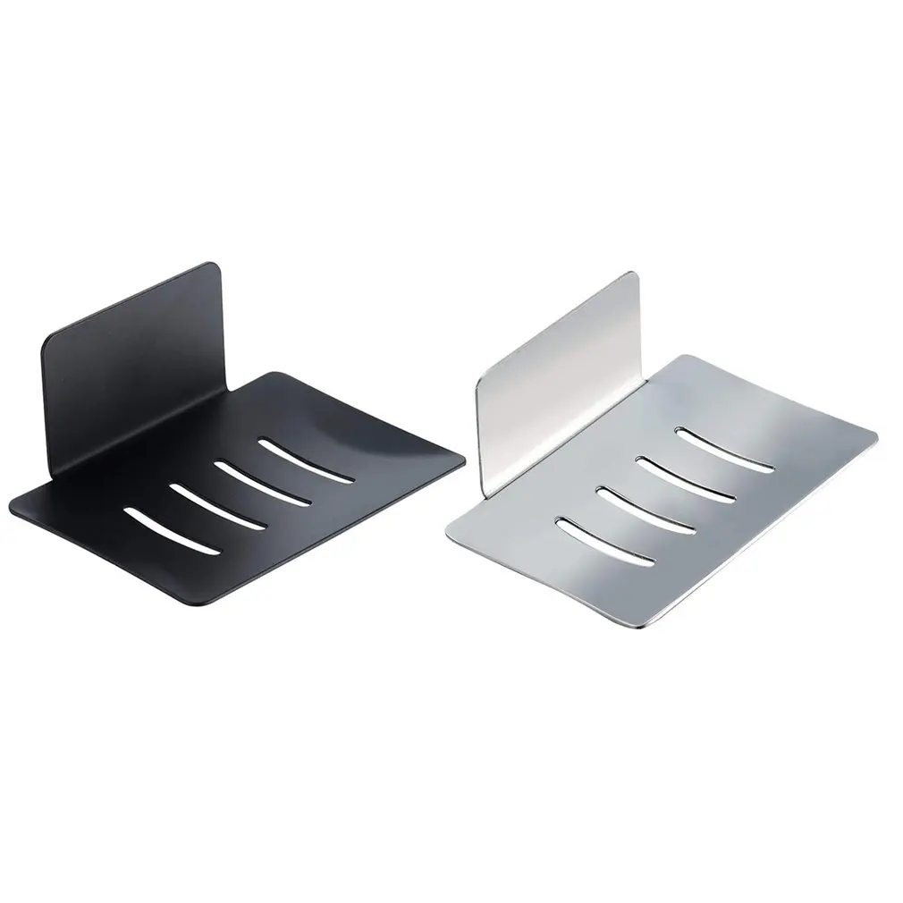 

No Drilling Soap Dish Holder Stainless Steel Bathroom Shower Soap Box Wall Mounted Soap Sponge Holder Housekeeping Organizers