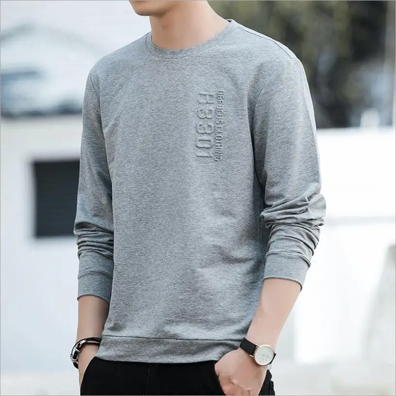 

Man casual long sleeve pullover sweatshirt spring and autumn male fashion print long sleeve sweatshirt man bottom clothing