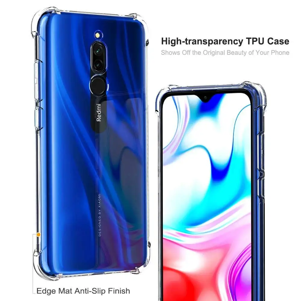 shockproof clear phone case for xiaomi redmi note 8 pro 8t case transparent soft tpu silicone back cover on xiomi redmi 8a coque free global shipping