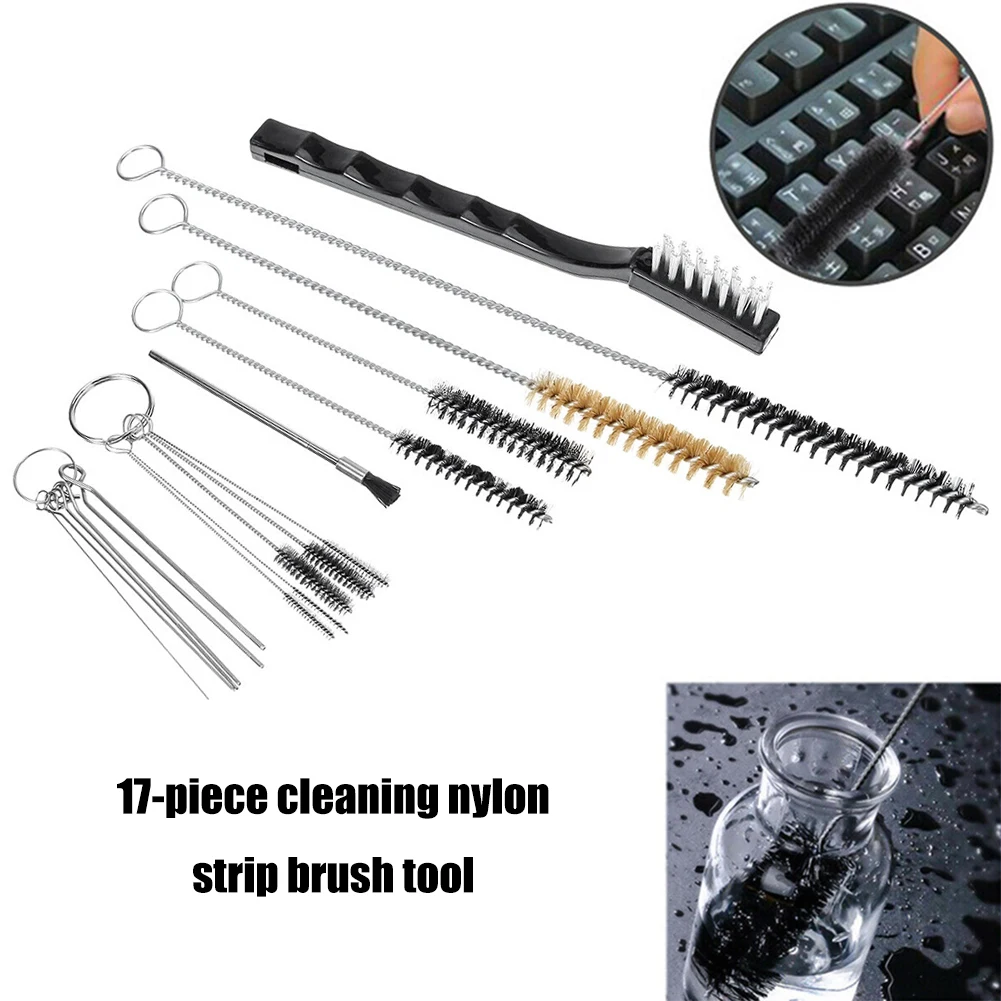 

17pcs Spray Gun Nozzle Pipe Cleaning Brush Kit Auto Parts Tube Cleaning Spraying Machine Nylon Brush Repair Tool Accessories