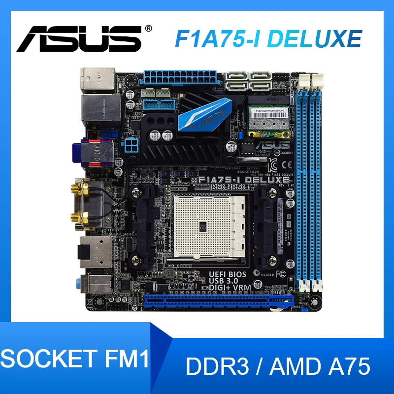 Asus F1A75-I DELUXE материнская плата FM1 DDR3 ОЗУ 32 ГБ PCI-E 2 0 AMD A75 USB3.0 Mini-ITX для A8-3870K cpus |