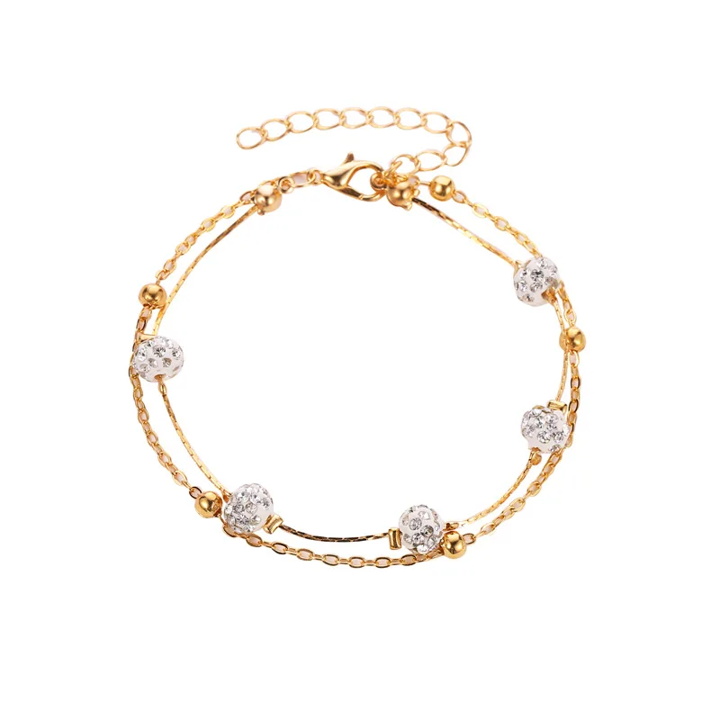 

Multi layer Metal Copper Alloy Gold Beach Fashion Sexy Pearl Foot Beads Anklet Chain For Girls Gift Jewelry