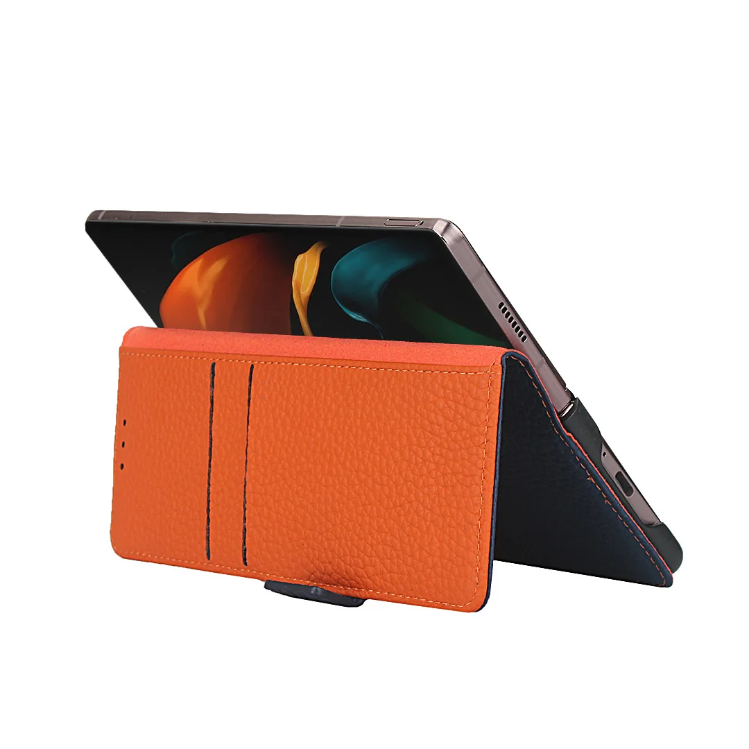 genuine leather flip case for samsung gaxlay z fold2 5g fashion luxury case cover for fold 2 two layer cowhide phone case free global shipping