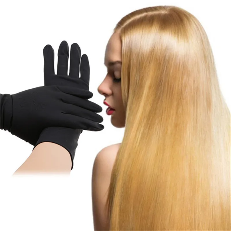 

Black Salon Dyed Hair Rubber Gloves Perm Curling Hairdressing Heat Resistant Finger Waterproof Glove Reusable Styling Tools