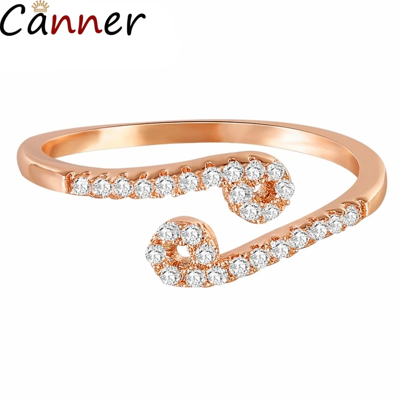 Canner 12 созвездия Зодиака Знаки кольца розовое золото цвет регулируемый