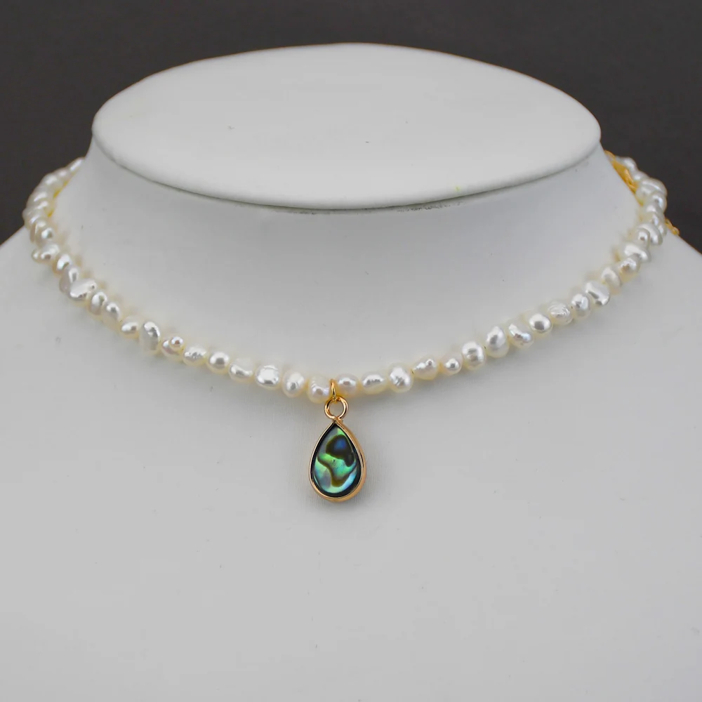 2019 New Abalone Pendant Necklace Choker Freshwater Pearl Gold Color Chain Collar Women Fantastic Elegant Party Jewelry | Украшения и