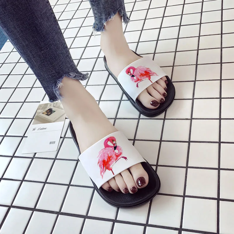 

Slippers For Women Summer 2021 Flamingo Slides Thick Soled Slipper Bathroom Sandals Casual Flip Flops Ladies Oversize 41