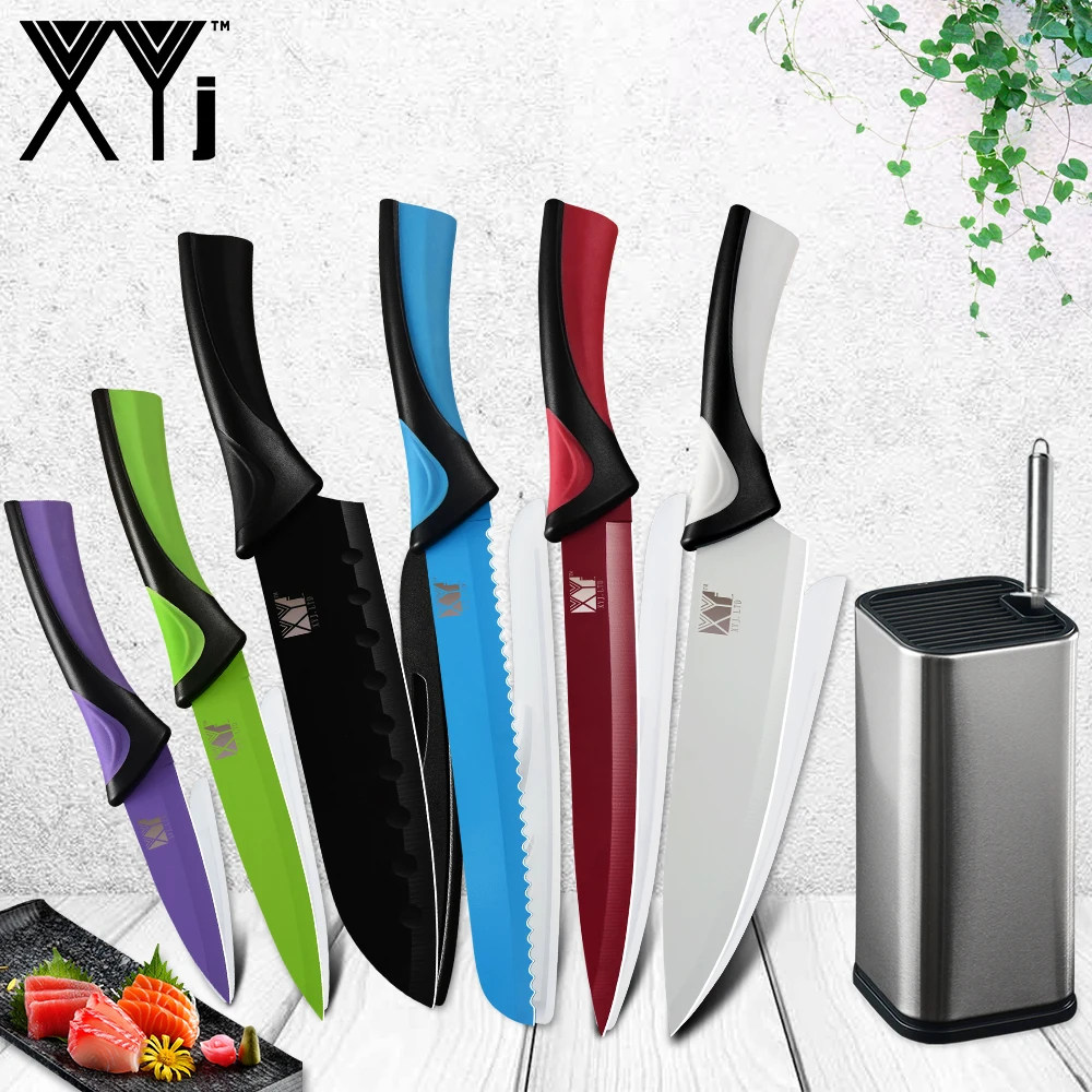 XYj набор разноцветных кухонных ножей из 6 предметов нож для нарезки фруктов Santoku с
