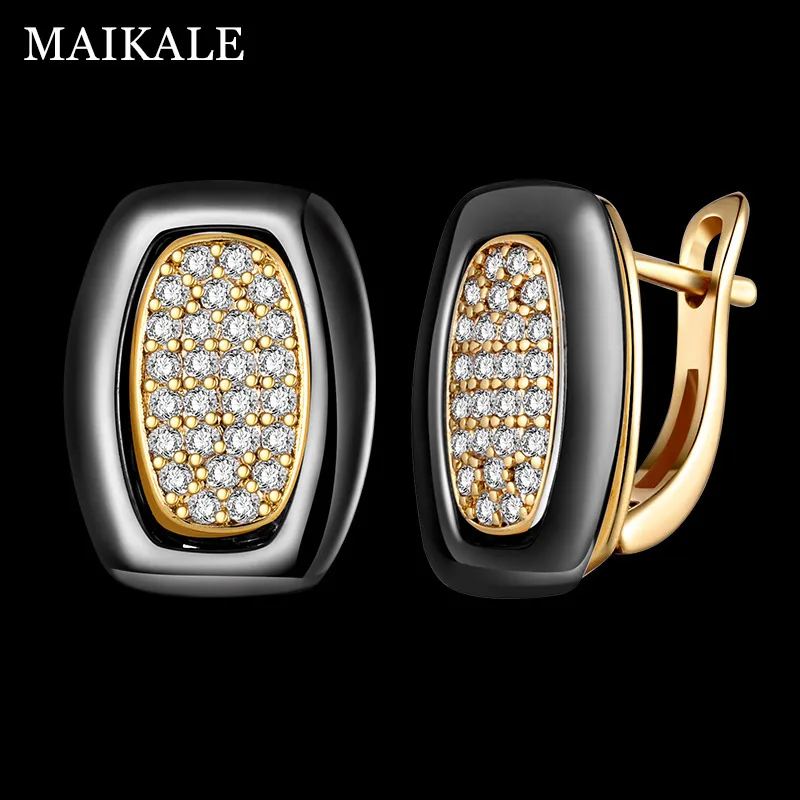 MAIKALE, классические квадратные серьги-гвоздики из керамики, медь, золото, серебро, цвет черный, белый, простые серьги для женщин, подарки для друзей