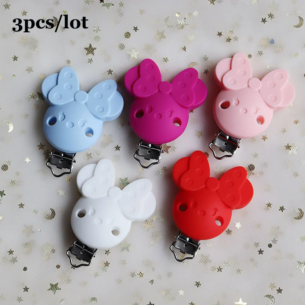 

3Pcs Baby Pacifer Clips Mouse Shape Perle Silicone Teether Clip DIY Baby Dummy Chain Nipple Holder Soother Nursing Teething Toys