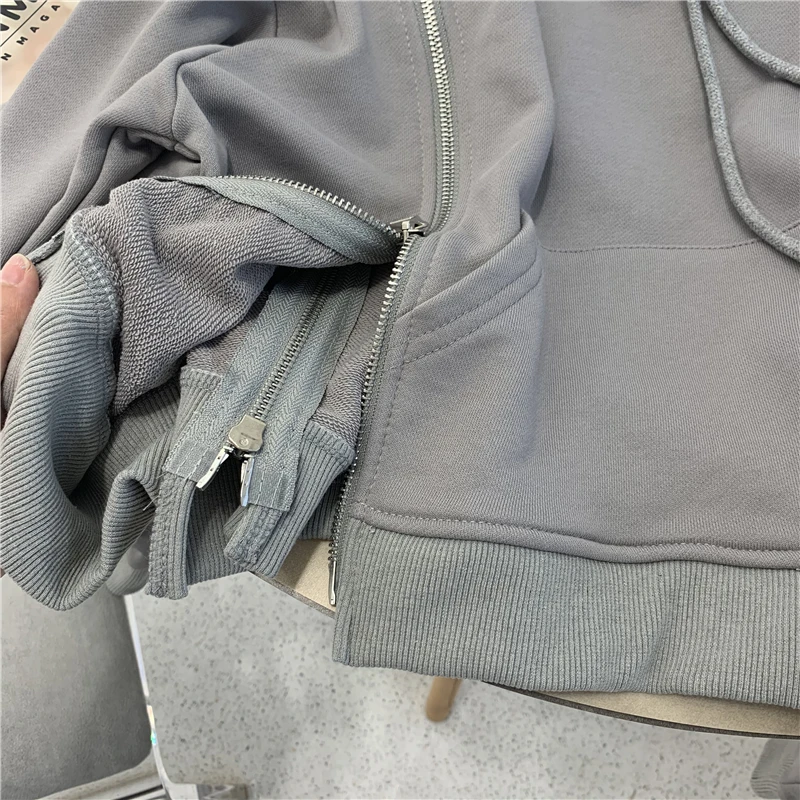 

Open Shoulder Asymmetric Sweatshirt 2021 Women's Solid Color Pullover Hooded Top Drawstring Korean Style Fashion All-match