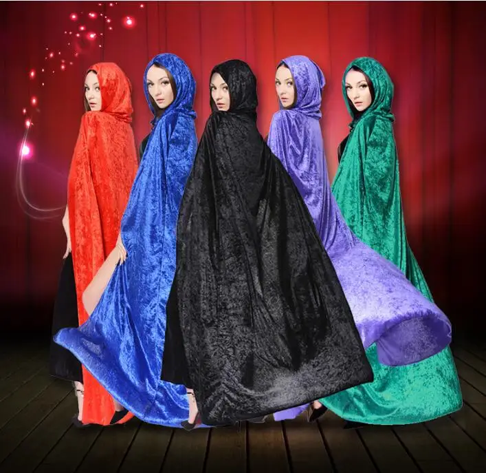 Женские и мужские Золотая Бархатная накидка ведьмы карнавальный маскарадный