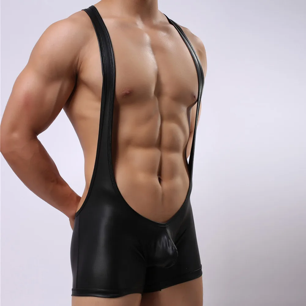 Tanga Hombre мужское сексуальное боксерское трико из искусственной кожи PU гибкий