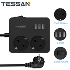 Удлинитель TESSAN с защитой от перенапряжения, дорожный, с 3 USB зарядными устройствами, настольные розетки с удлинителем 1,5 м