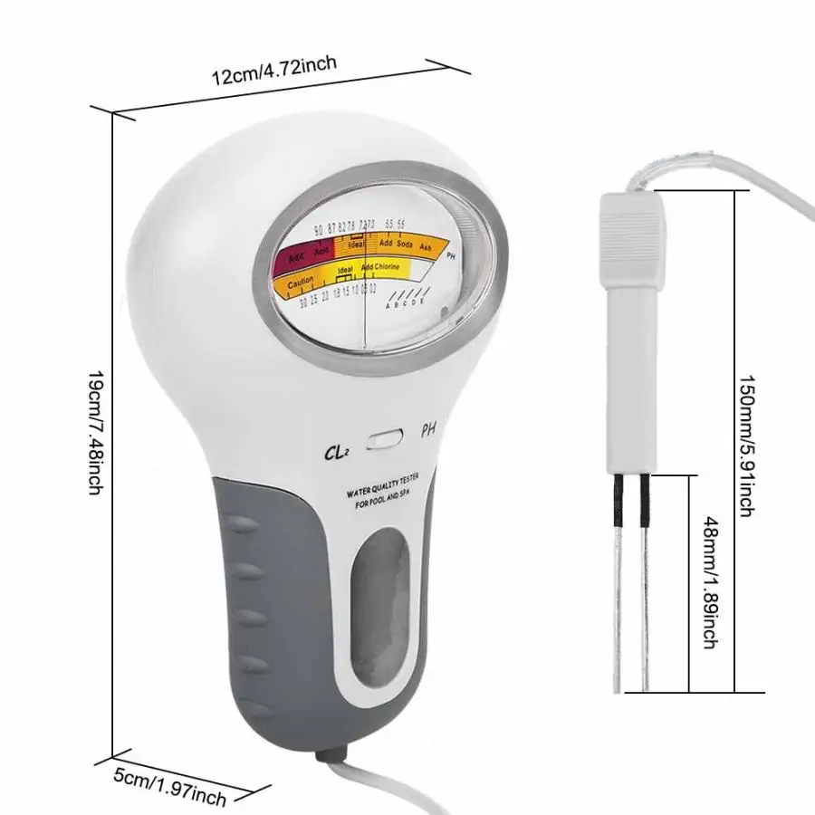 Профессиональный 2 в 1 точный тестер PH хлора Измеритель Качества воды