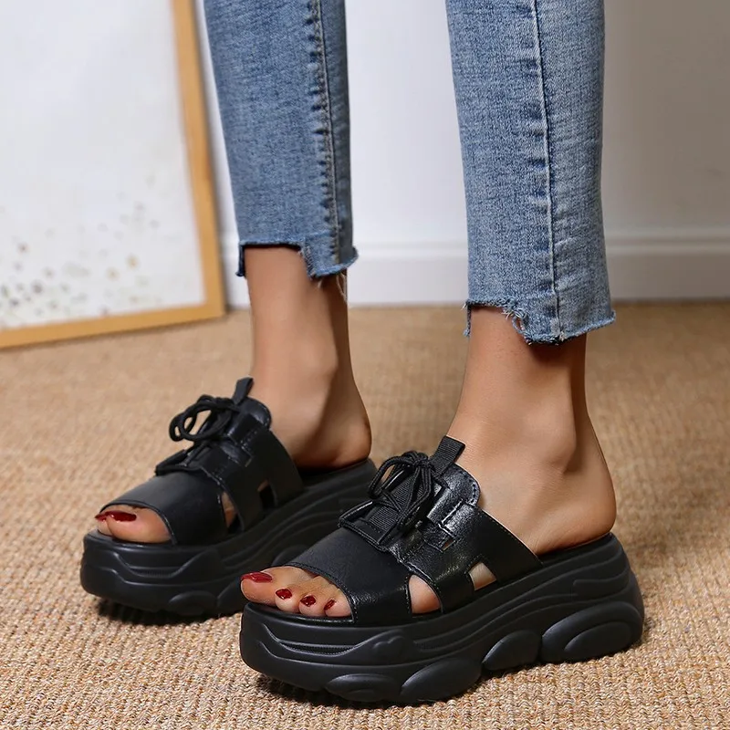 

Повседневные женские летние тапочки 2021, модная однотонная обувь на высоком каблуке для женщин, Тапочки на танкетке, женская пляжная обувь