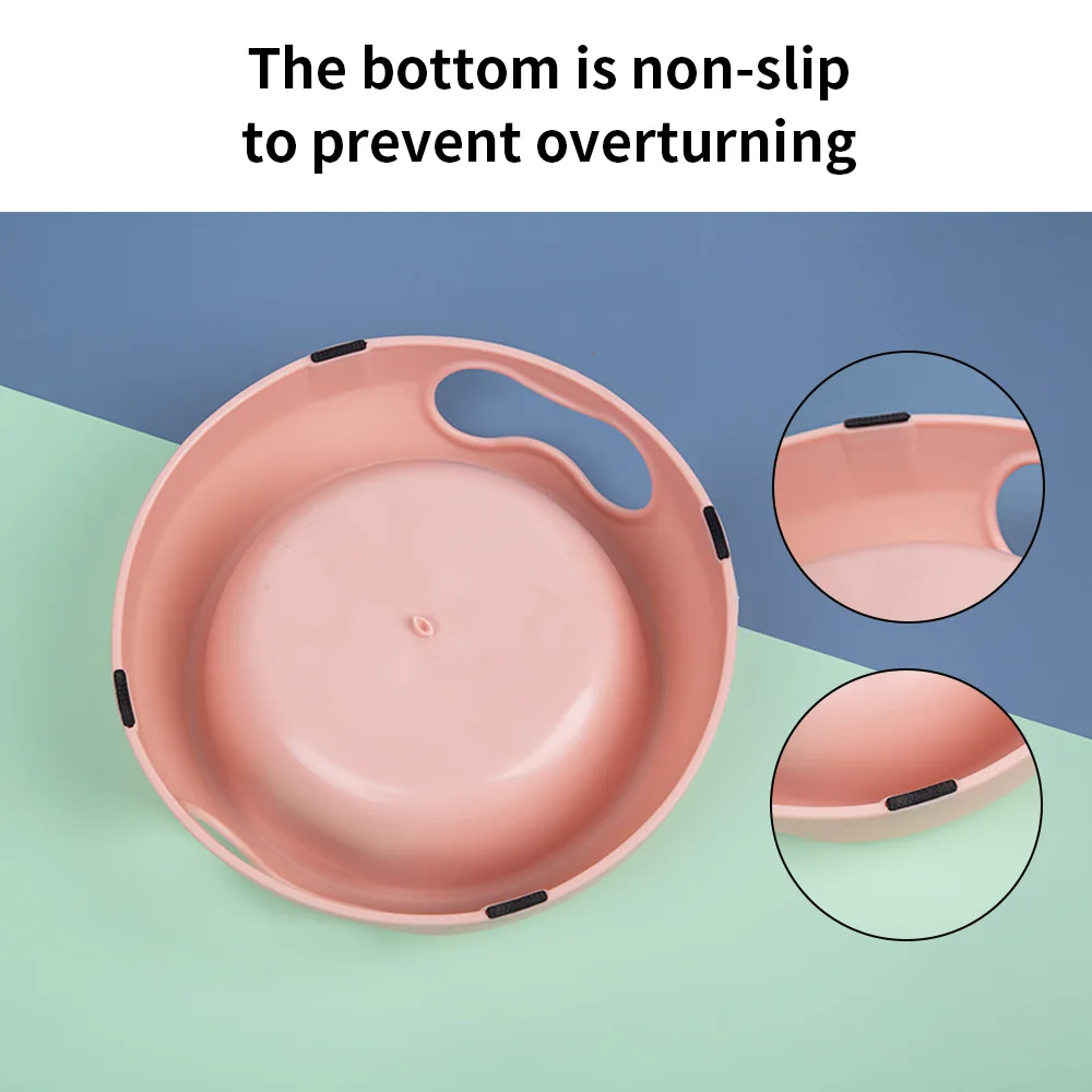 

Pet Supplies Round Single Bowl Large Non-Slip Feed Food Water Feeder Plastic Dog Cat Smooth Storage Matte High Feet Big