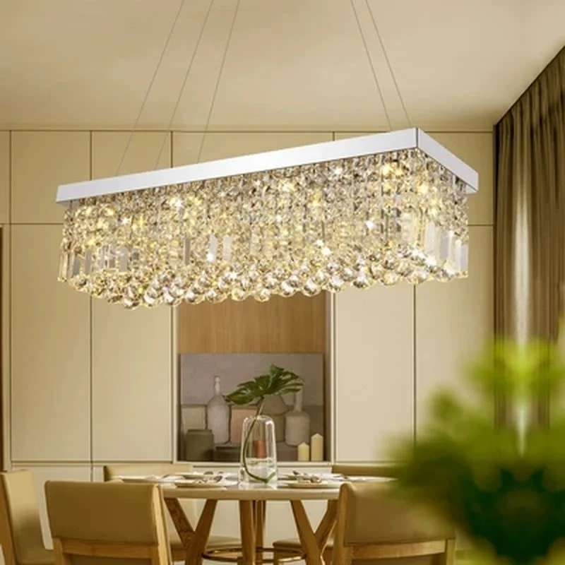 Новая Современная хрустальная люстра для столовой прямоугольная Потолочная |