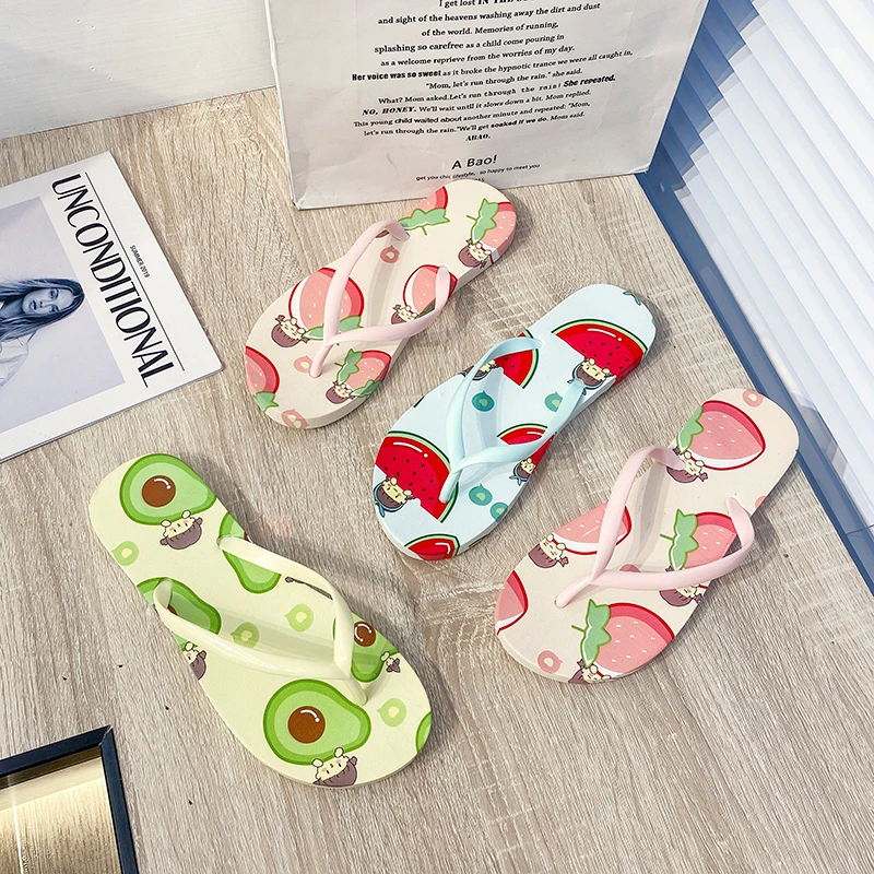 

Fashion Casual Women's Sandals 2021 Summer Coor watermelon Comfortable Slippers Flat Bottom Flip Flops big Size