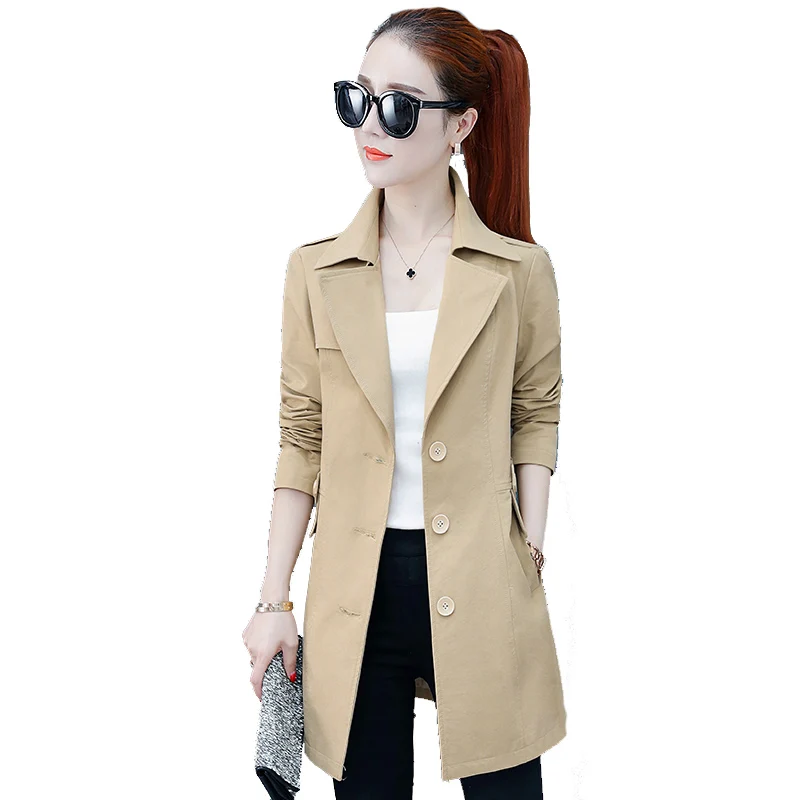 

2022 Wild was thin and fried street Tops coat medium long womens new spring autumn windbreaker tide foreign flavor overcoat