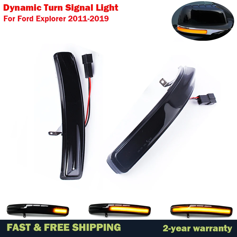 

2Pcs For Ford Explorer 2011-2017 2018 2019 Car LED Dynamic Turn Signal Side Mirror Light Rear Mirror Indicator Lamp