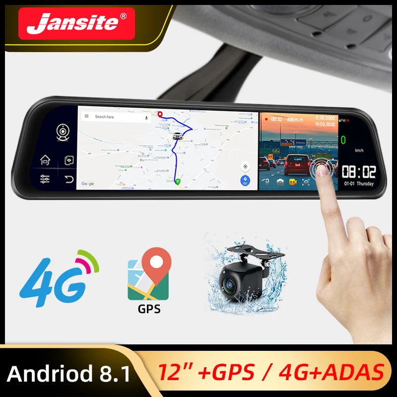 Зеркало видеорегистратор Jansite 12 дюймов Android FHD 1080P 2 + 32 ГБ|Видеорегистраторы| |