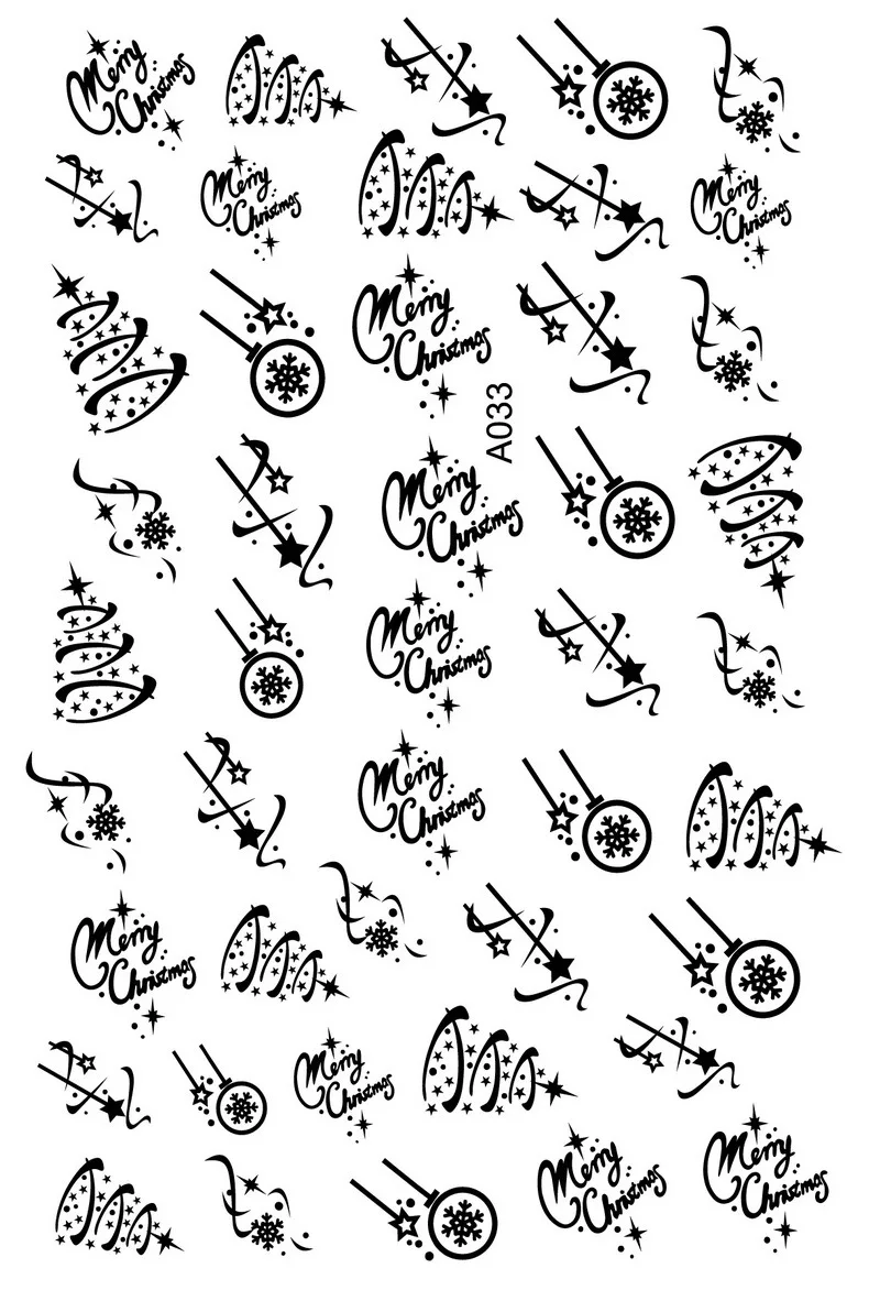 1 шт Слайдеры для ногтей Рождественские 3D наклейки Рождественская елка