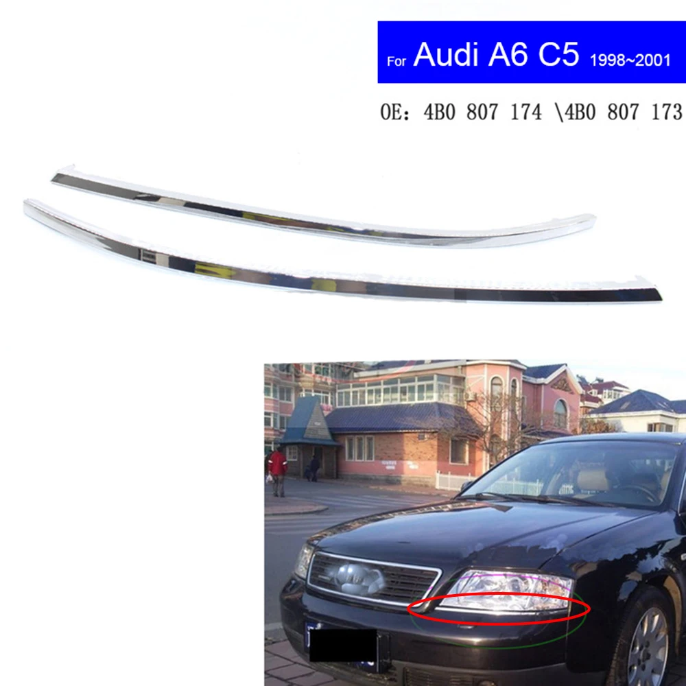 Фара для Audi A6 C5 1998 ~ 2008 автомобильная полоса передняя панель Яркие полоски