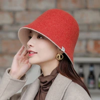 foldable panama warm winter womens bucket hat for teens felt wool hat for girl autumn and winter fashion fur black hip hop cap