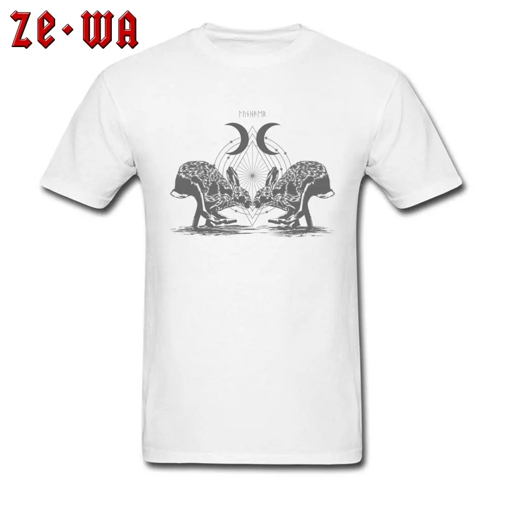 Мужские топы футболки футболка с Луной и кроликом серые белые по индивидуальному