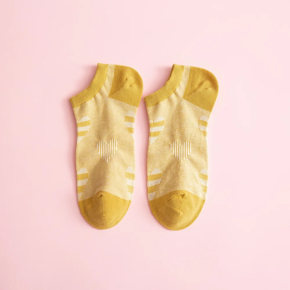 

5pairs / lot summer love shallow mouth wireless head day series small fresh funny ankle socks women's cotton invisible socks