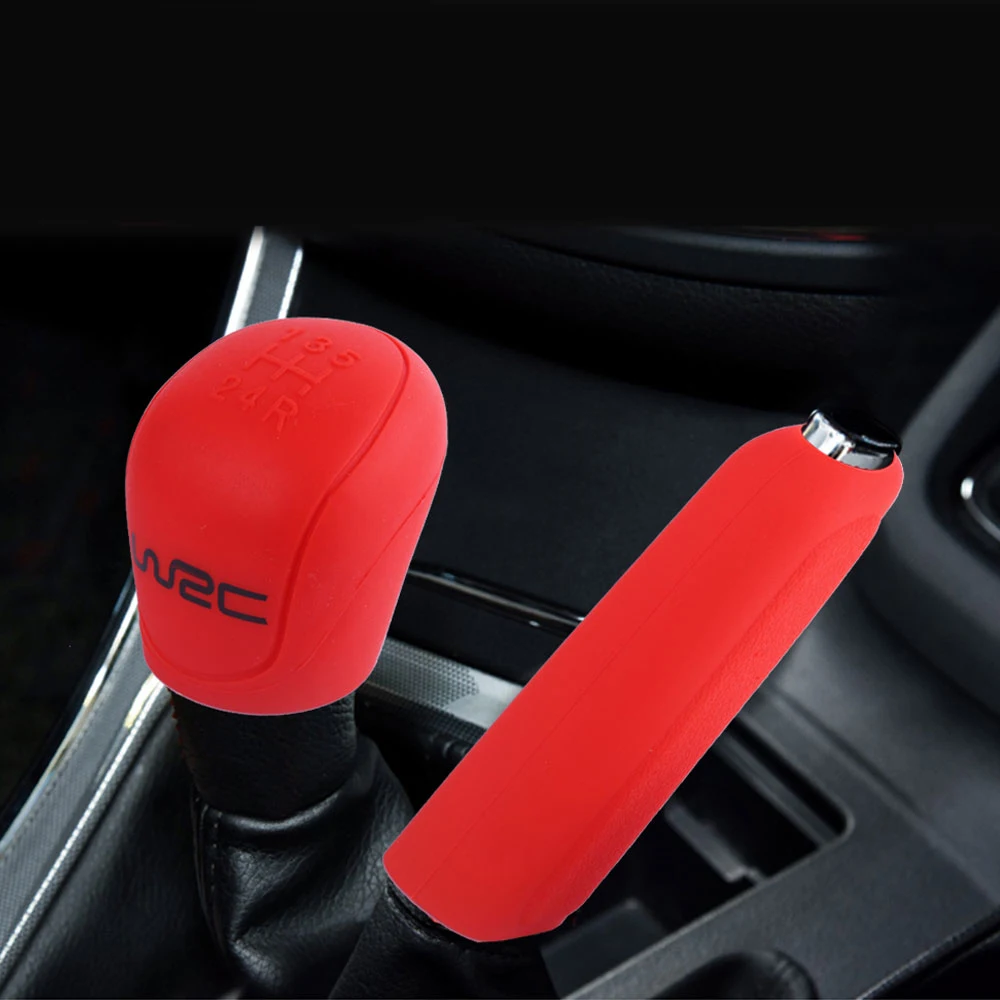 

2Pcs Shift Gear Knob Handbrake Cover For Ford Focus 2 3 Fiesta Kuga 2 Escape Gear Head Silicone Covers Handball Lever Collar