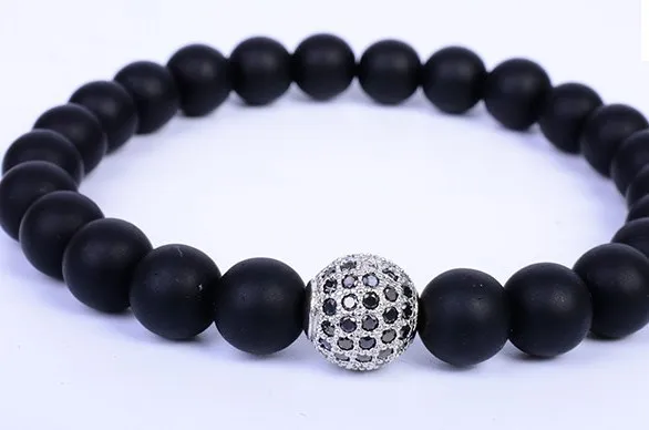 8 мм rb434 золотой серебряный шарик морозный агат оникс натуральный черный камень