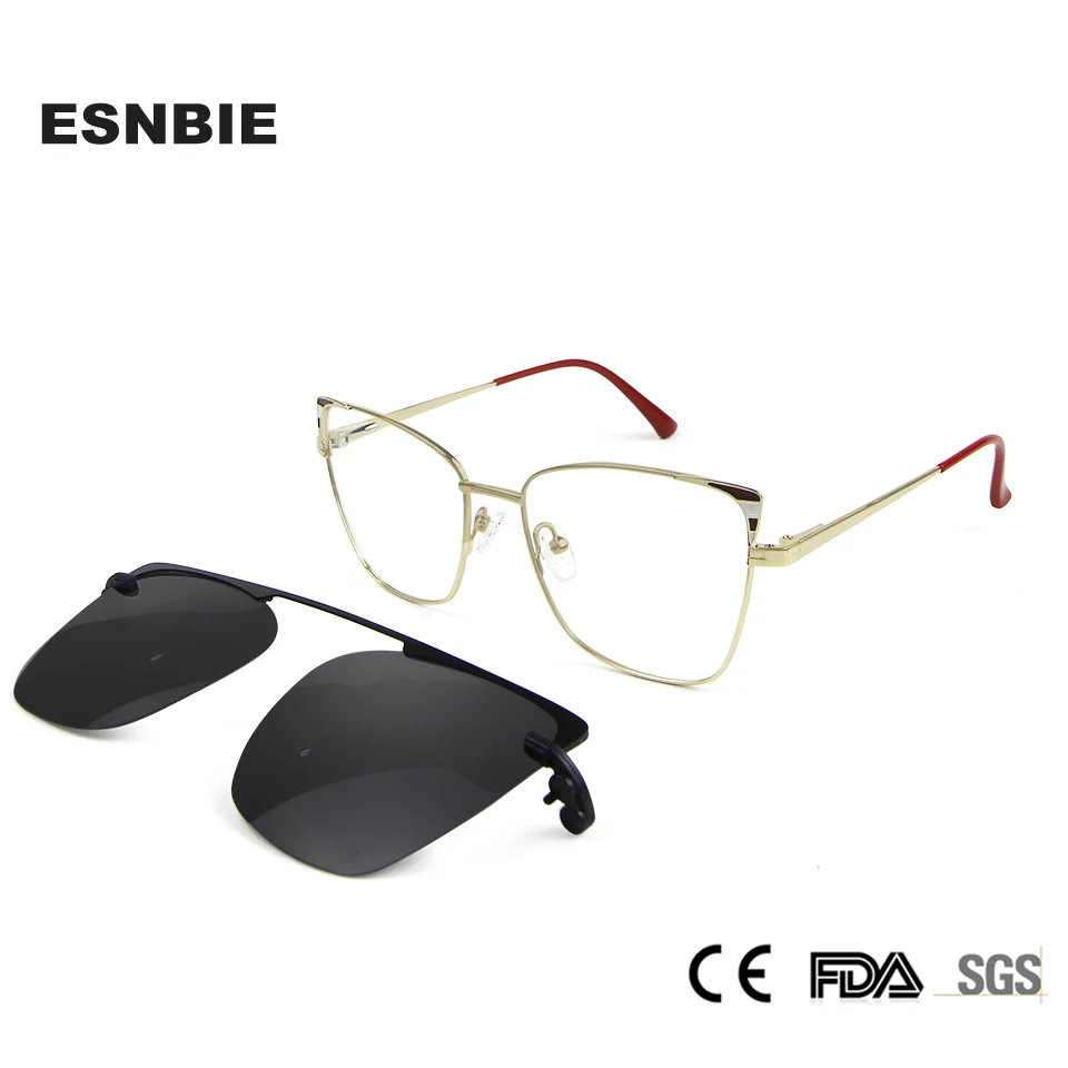 

Retro Cateye Polarized Sunglasses Women Magnetic Clip On Sun Glasses For Ladies Brand Designer Optical Myopia Eyeglasses