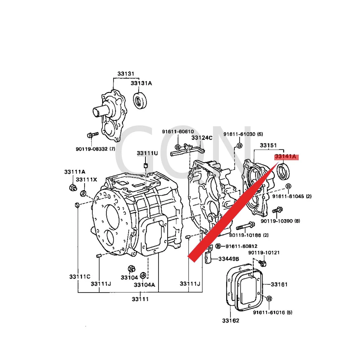 

Oil seal (for rear bearing retainer ring of transmission) 1995-Toy ota QUI CKD ELI VER YDY NAC OAS TER gearbox rear oil seal