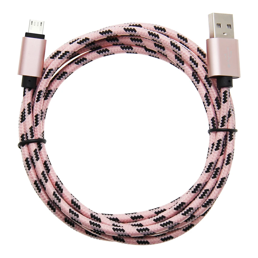Оптовая продажа 1 м 3 фута текстильный V8 Micro USB кабель для зарядки и передачи данных