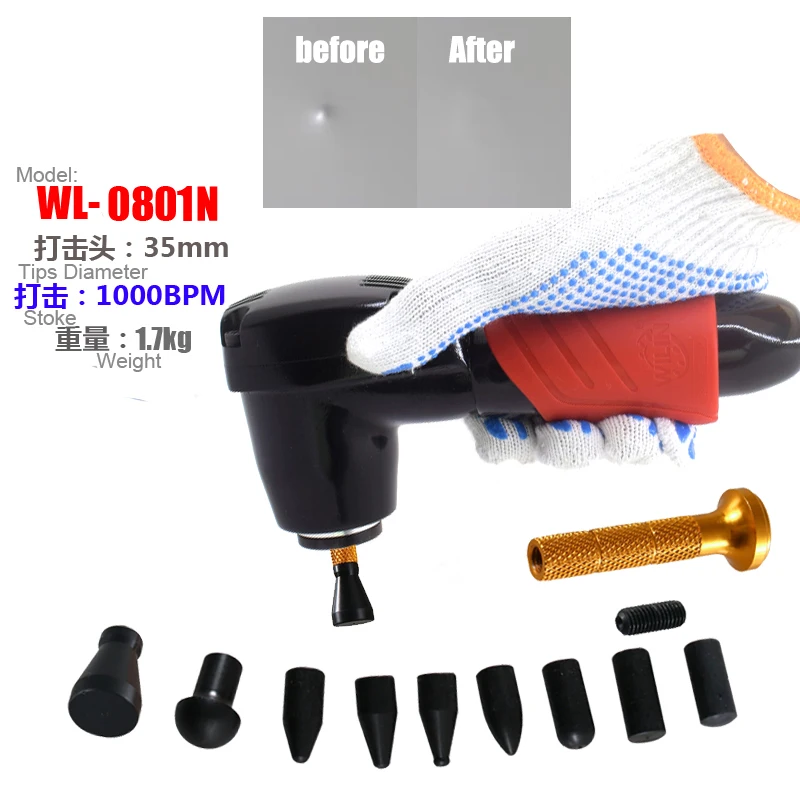 

Car Body Paintless Dent Removal Tools Aluminum Dent Pneumatic Auto Hammer with Knock Down Head Tap Down Tool Set Dent Repair Kit