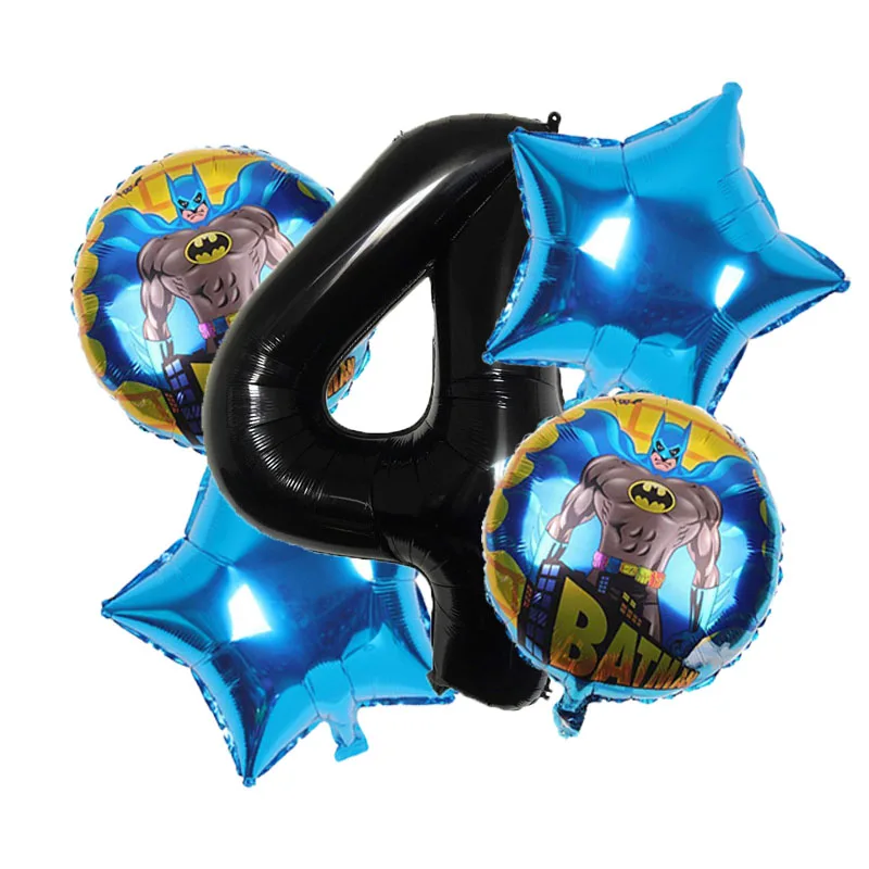 Balloon 4 Одноразовая посуда набор бумажных тарелок Бэтмен номер фольги воздушный шар День Рождения украшения дети мальчик пользу Бэтмен вечерние принадлежности - Цвет: Balloon 4