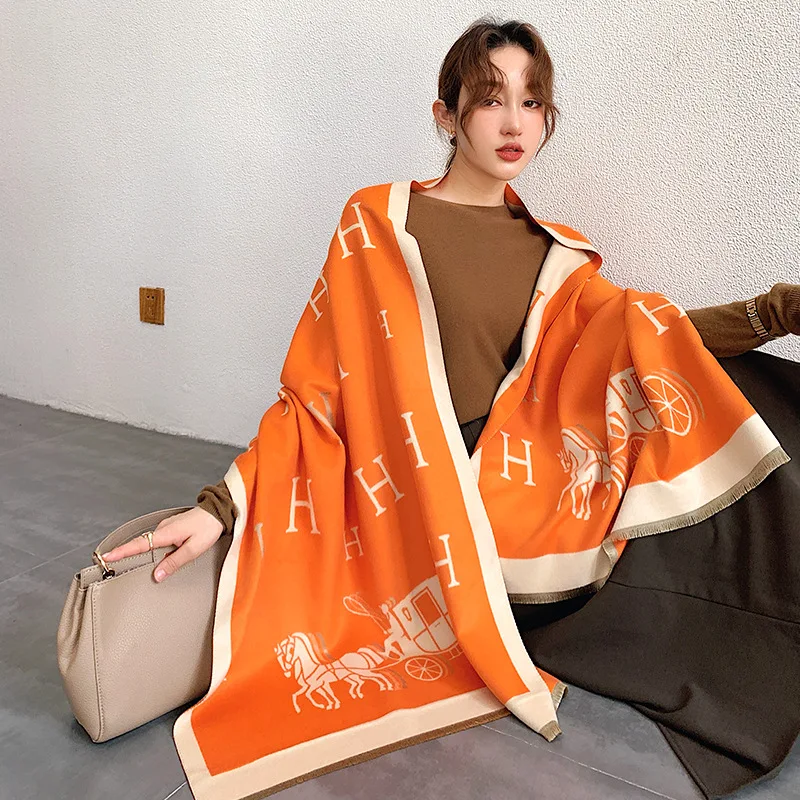 

2021 New fashion Cashmere Women's Plaid Scarf Winter Warm Shawl and Wrap Shawl Shawl Long fringed women's thick blanket