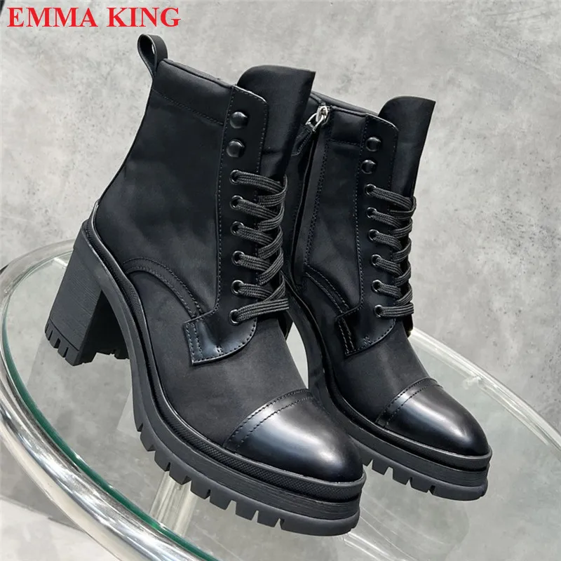 

Женские ботинки челси из натуральной кожи, на толстой подошве, со шнуровкой