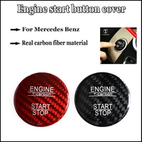 100 real carbon fiber engine start button cover cap trim for mercedes benz accessories sticker car styling