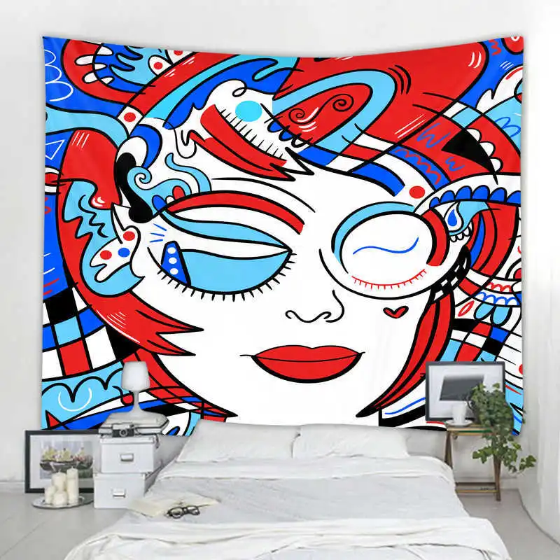 

Wall Tapestry Hanging Bohemian Psychedelic Totems Art Tapestry Decorative Background for Living Room Bedroom