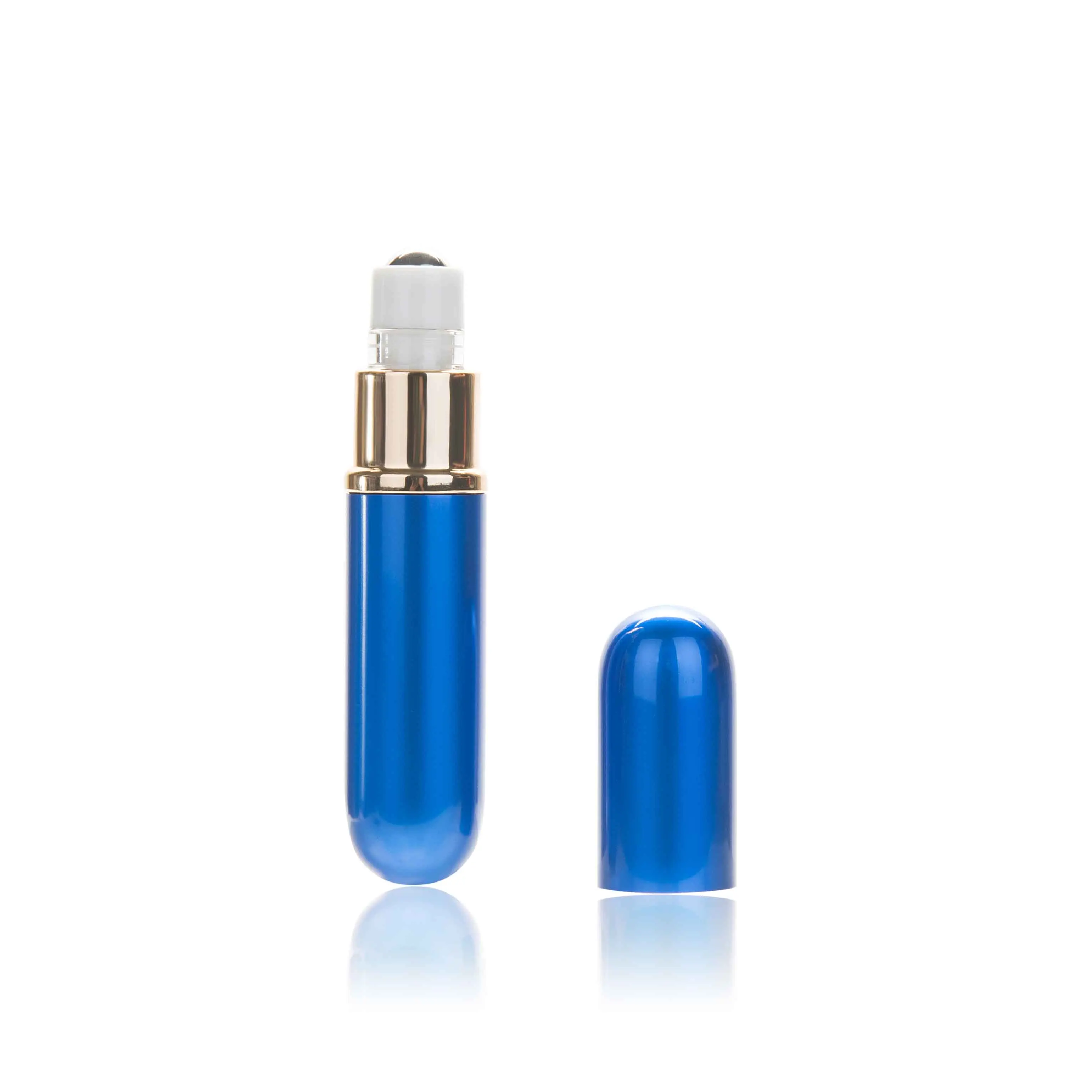 MUB-5ml, портативный мини многоразовый флакон для духов, эфирное масло, металлический роликовый шар, пустой контейнер для путешествий, герметичный рулон бутылок - Цвет: Синий