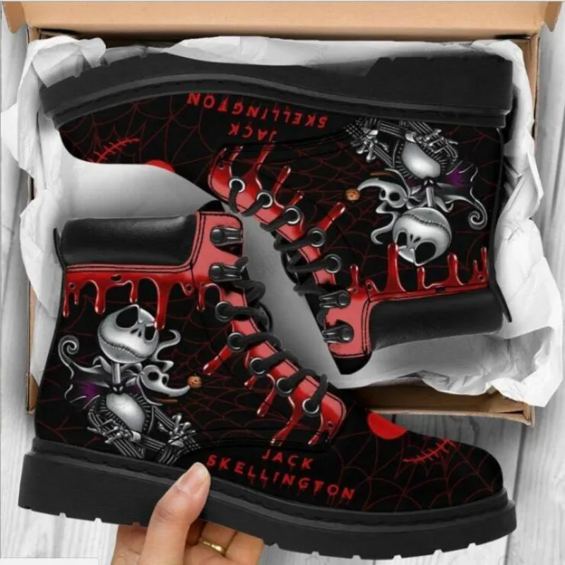 

Martin Boots Women's Autumn and Winter New2020British Fashion Women's Tooling Boots Skull and Flower Print High-top Boots Ladies
